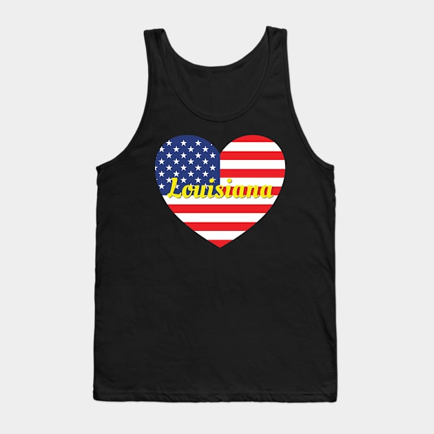 Louisiana American Flag Heart Tank Top by DPattonPD